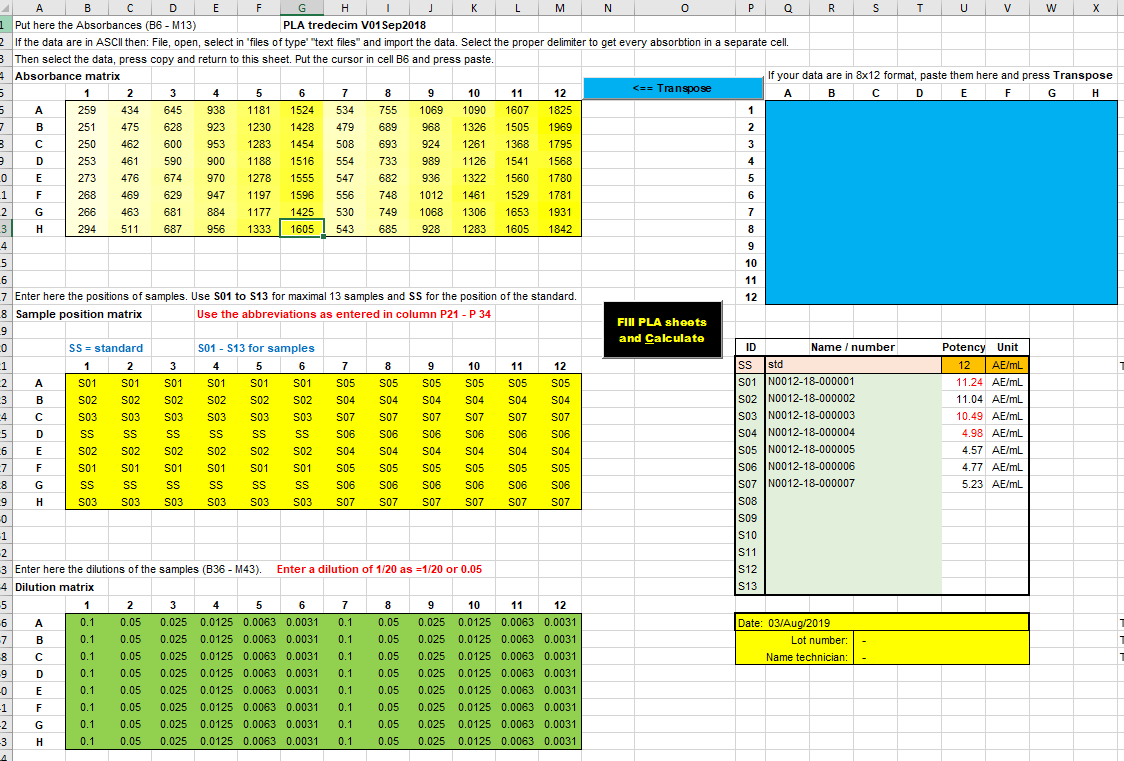 PLA-rekensheet